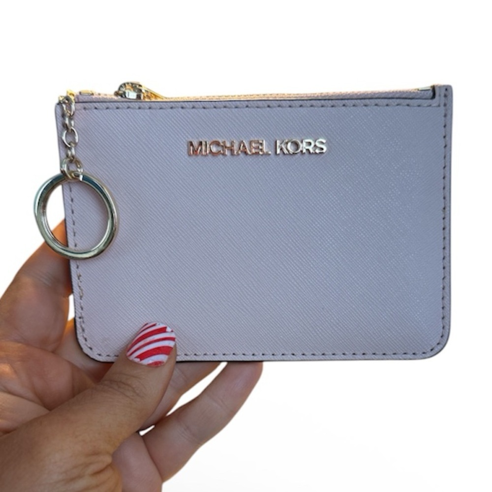 Michael Kors Light Pink Card Holder Gold Accents New Blush MK keychain wallet